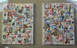 Pour mélanger mes lecteurs, une toile qui n'a rien à voir avec le texte d'aujourd'hui, prise à travers la vitrine d'une galerie à Vancouver.