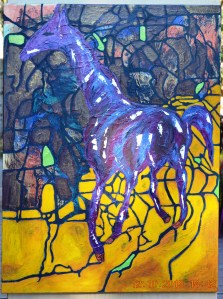 Cheval girafe sur gisement d'or