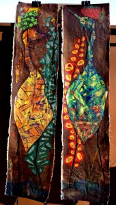 Mon diptyque d'échassiers, un aux raisins et l'autre aux fraises.