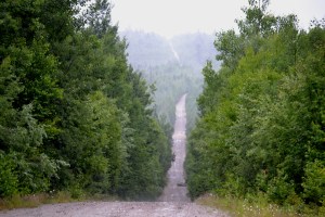 Nous avons fait la route sous la pluie.
