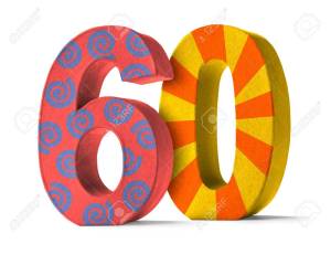 Colorful Paper Mache Number on a white background  - Number 60